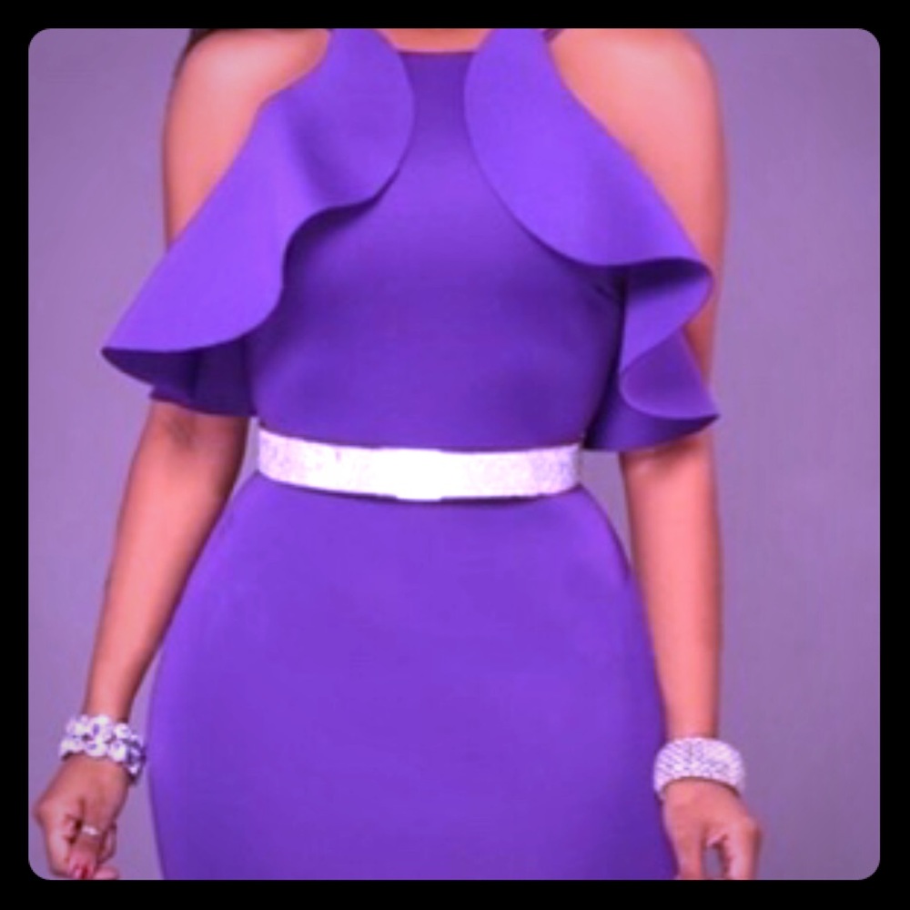 Long purple party gown